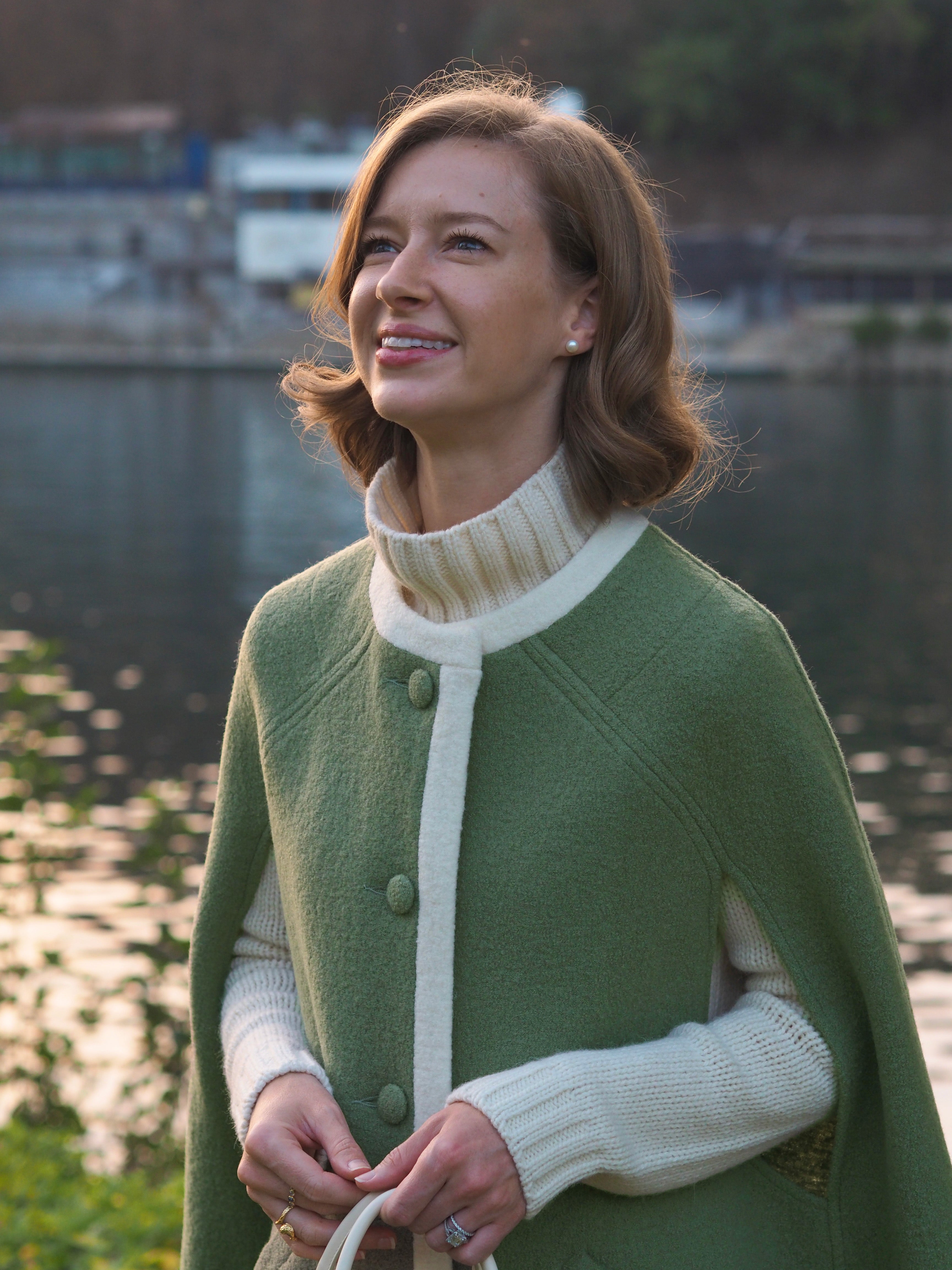 Giulia Wool Cape — green sage limited edition — Marta Scarampi