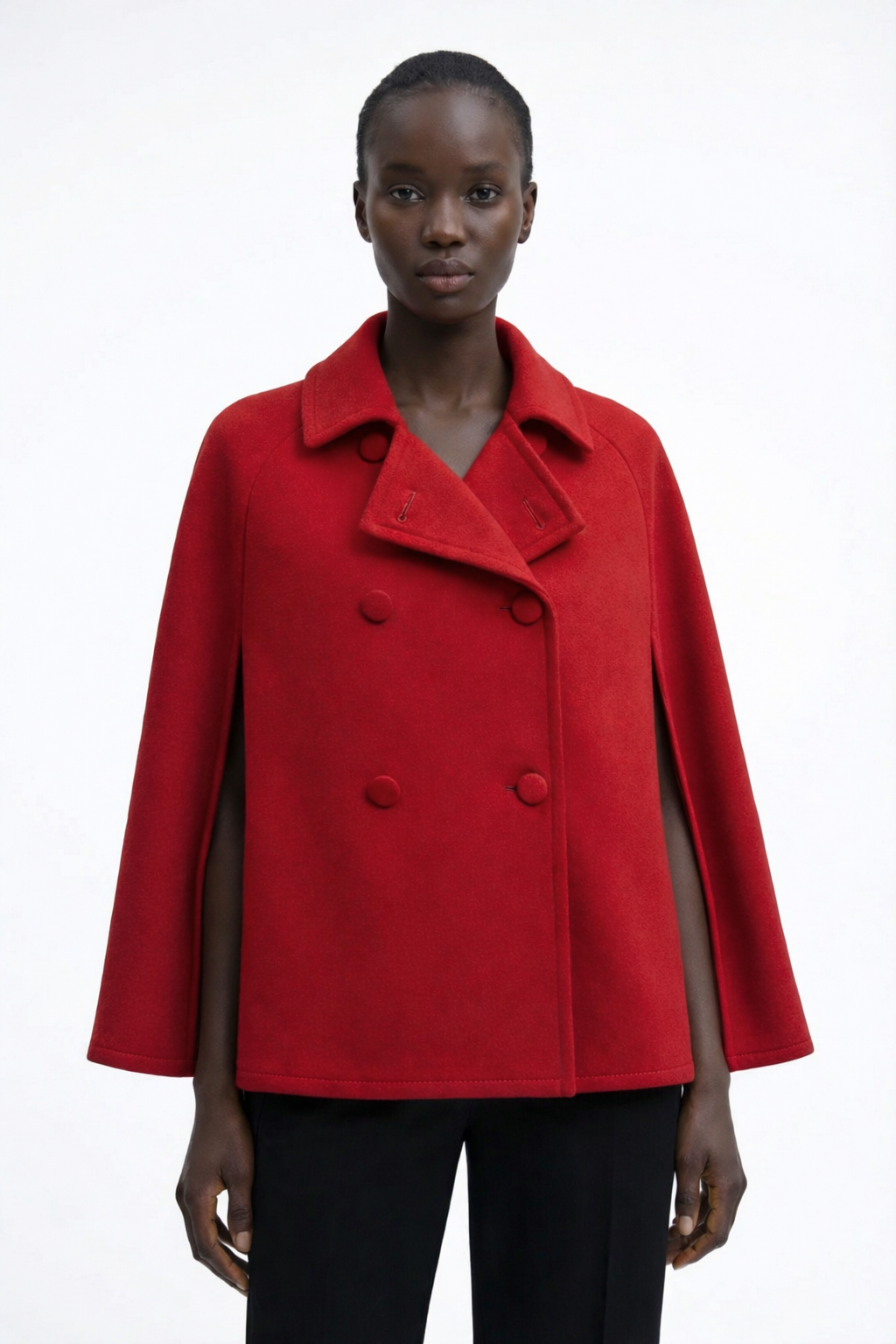 Josephine Microfiber Cape in red, front view