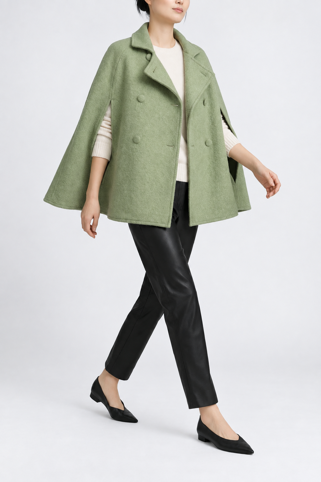 Josephine Wool Cape in cream