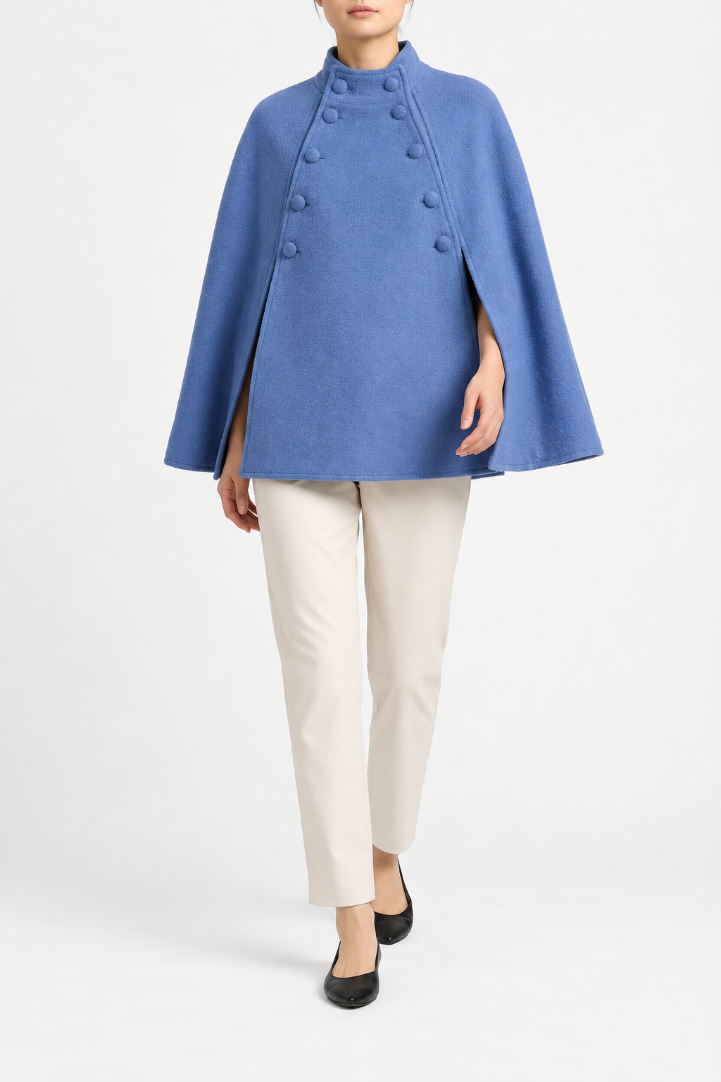 Margaret Wool Cape in cobalt blue
