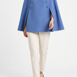 Margaret Wool Cape in cobalt blue