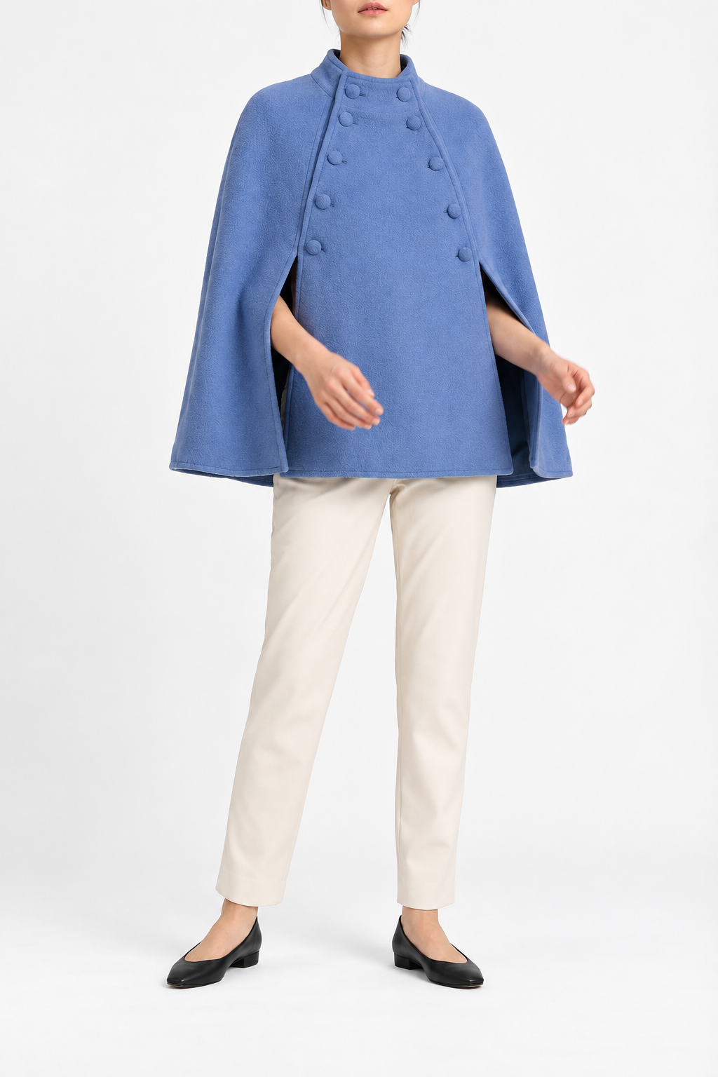 Margaret Wool Cape in cobalt blue
