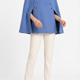 Margaret Wool Cape in cobalt blue