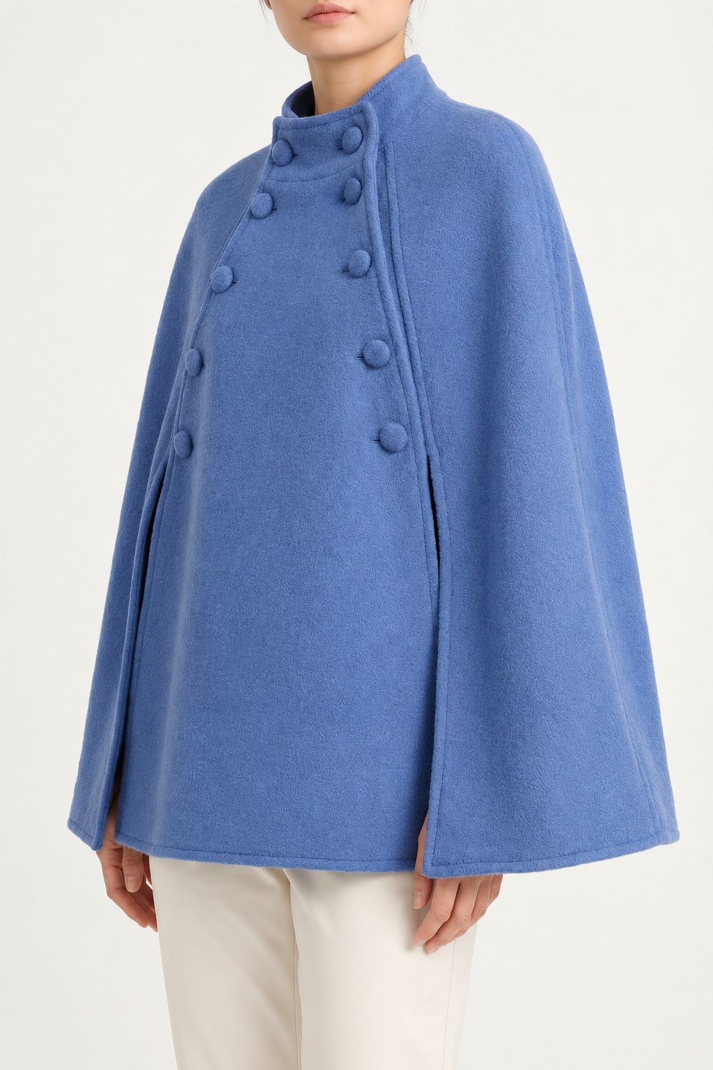 Margaret Wool Cape in cobalt blue