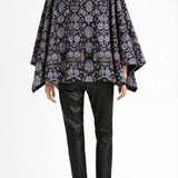 Poncho Amelia in Lana - Jacquard Blu Fantasia