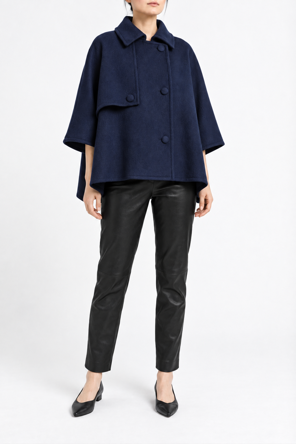 Mia Wool Cape in blue navy