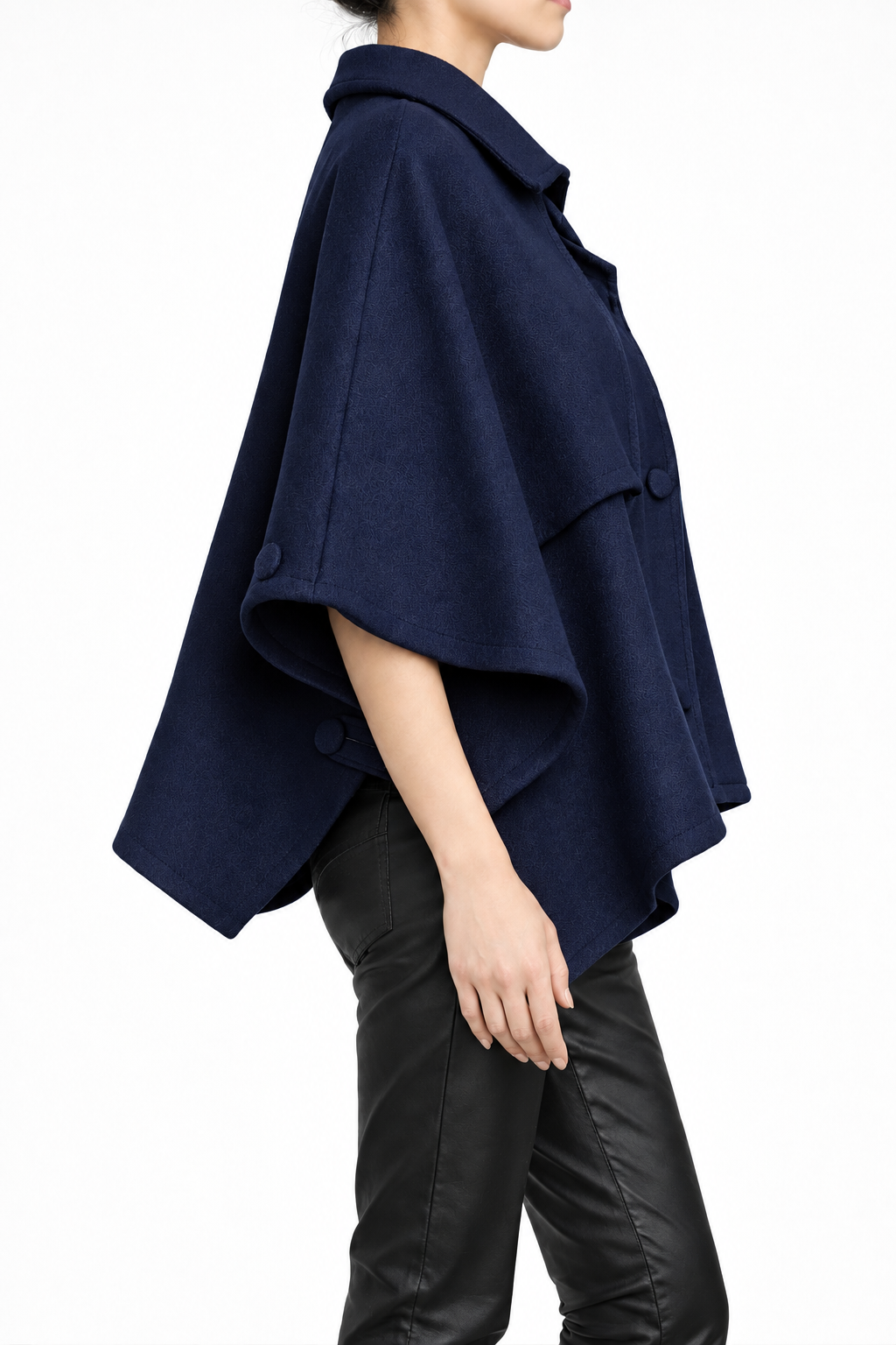 Mia Wool Cape in blue navy