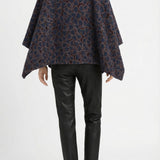 Poncho Amelia in Lana - Jacquard Blu Fantasia