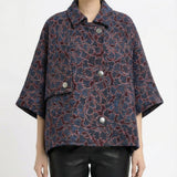 Poncho Amelia in Lana - Jacquard Blu Fantasia
