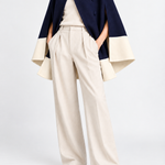 Rachel Two-Tone Wool Cape in blue navy