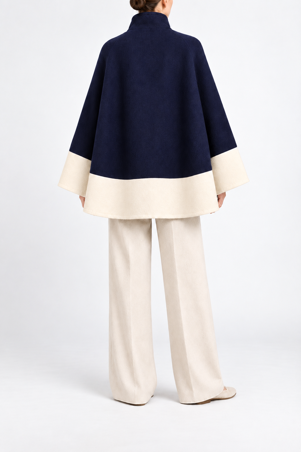 Rachel Two-Tone Wool Cape in blue navy
