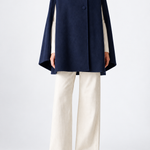 Rachel Wool Cape in blue navy
