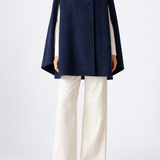 Rachel Wool Cape in blue navy