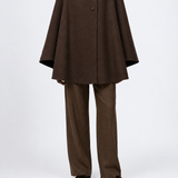 Rachel Wool Cape in chocolate brown