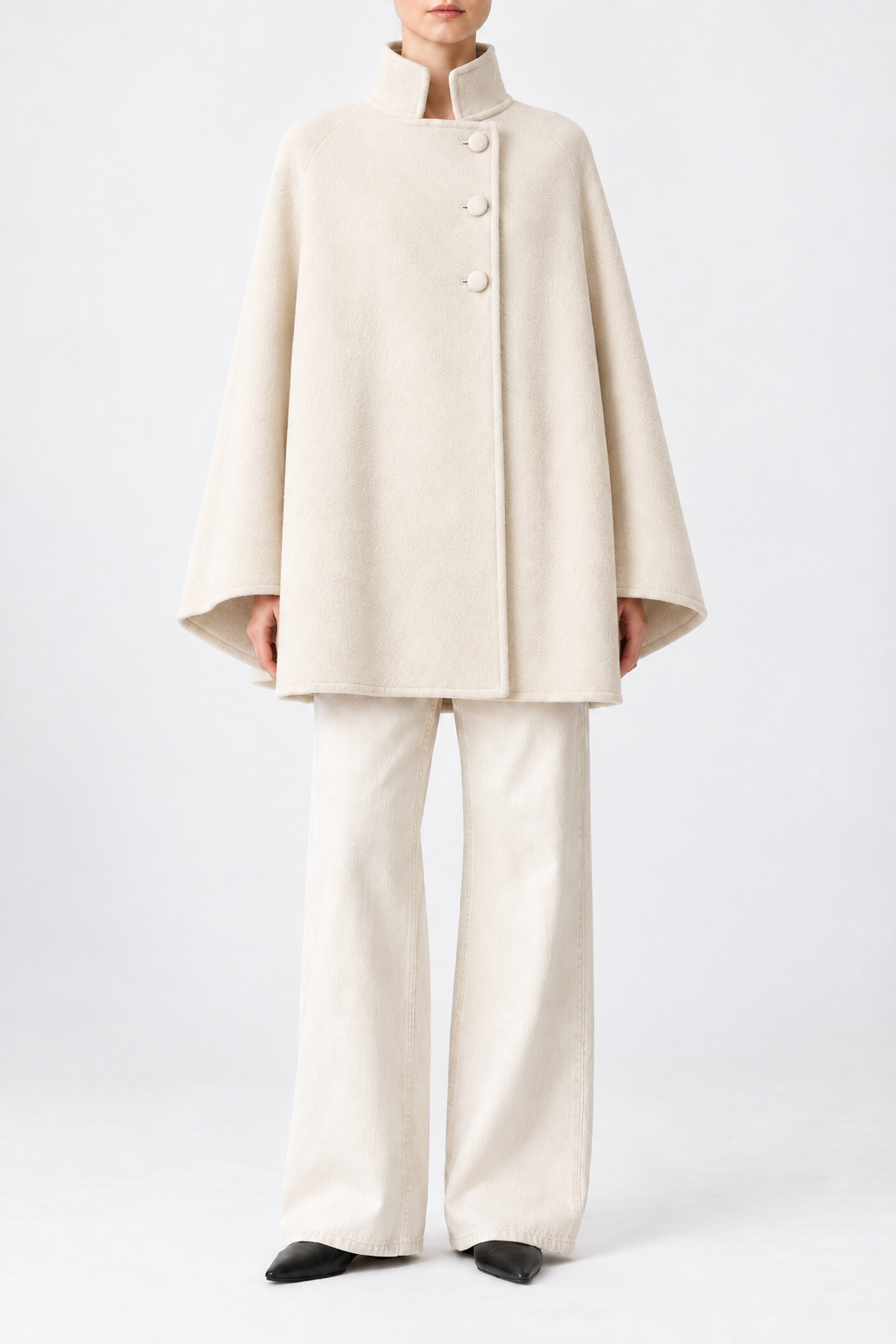Rachel Wool Cape in cream