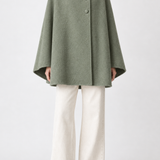 Rachel Wool Cape in green sage