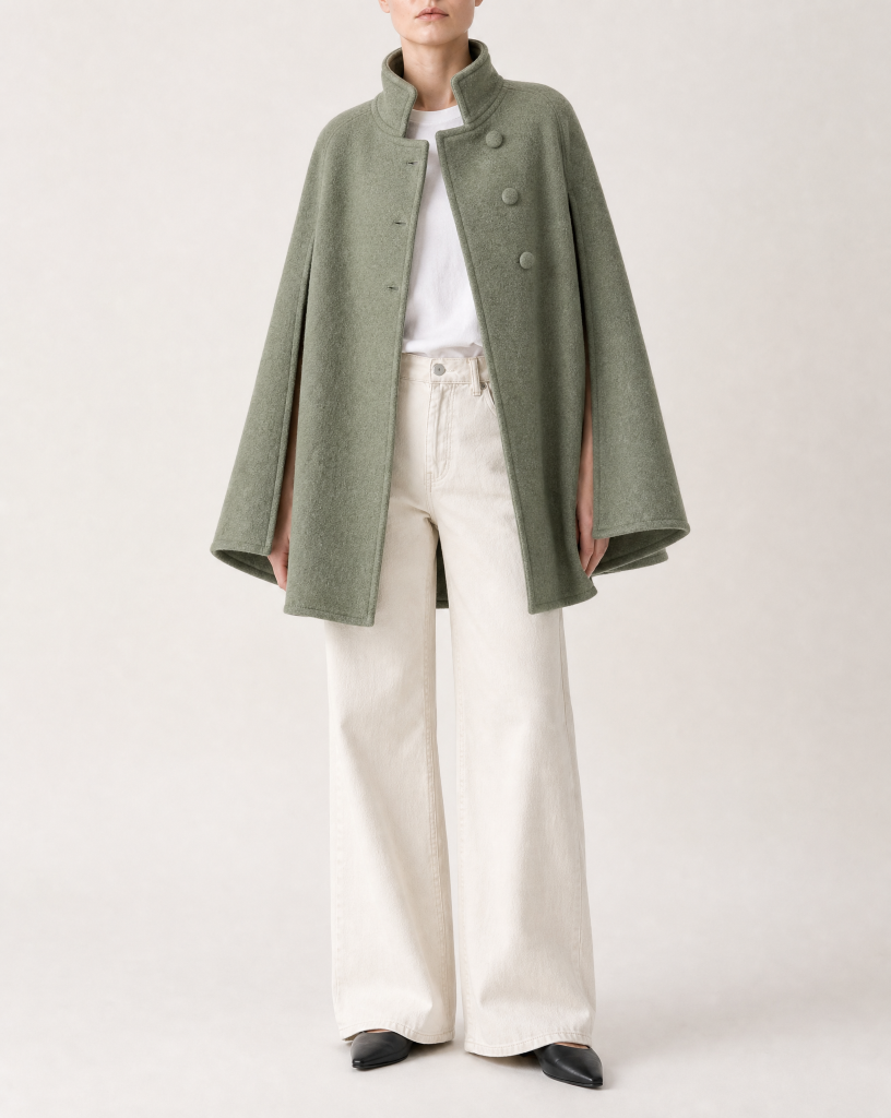 Mantella Rachel Wool Cape – Crema