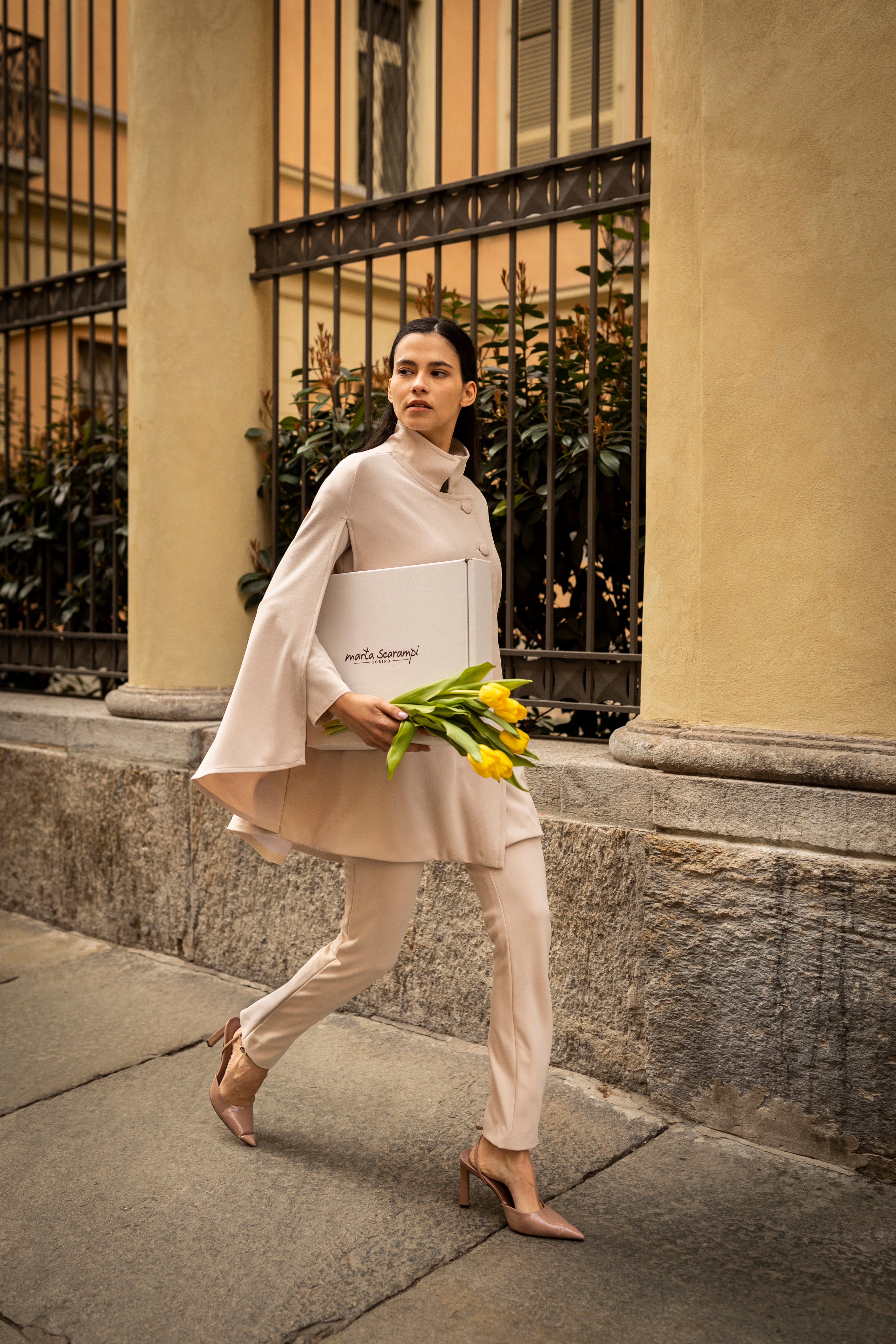 Rachel Microfiber Cape — cream — Marta Scarampi