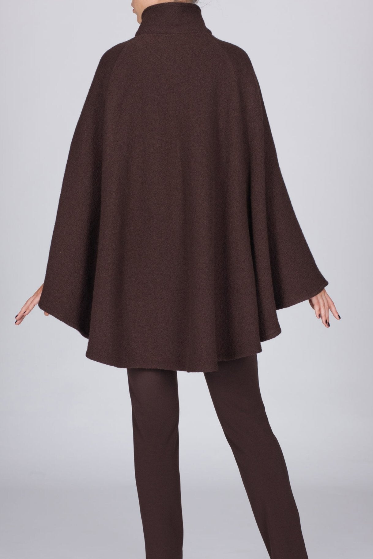 Rachel Wool Cape — chocolate brown wool — Marta Scarampi