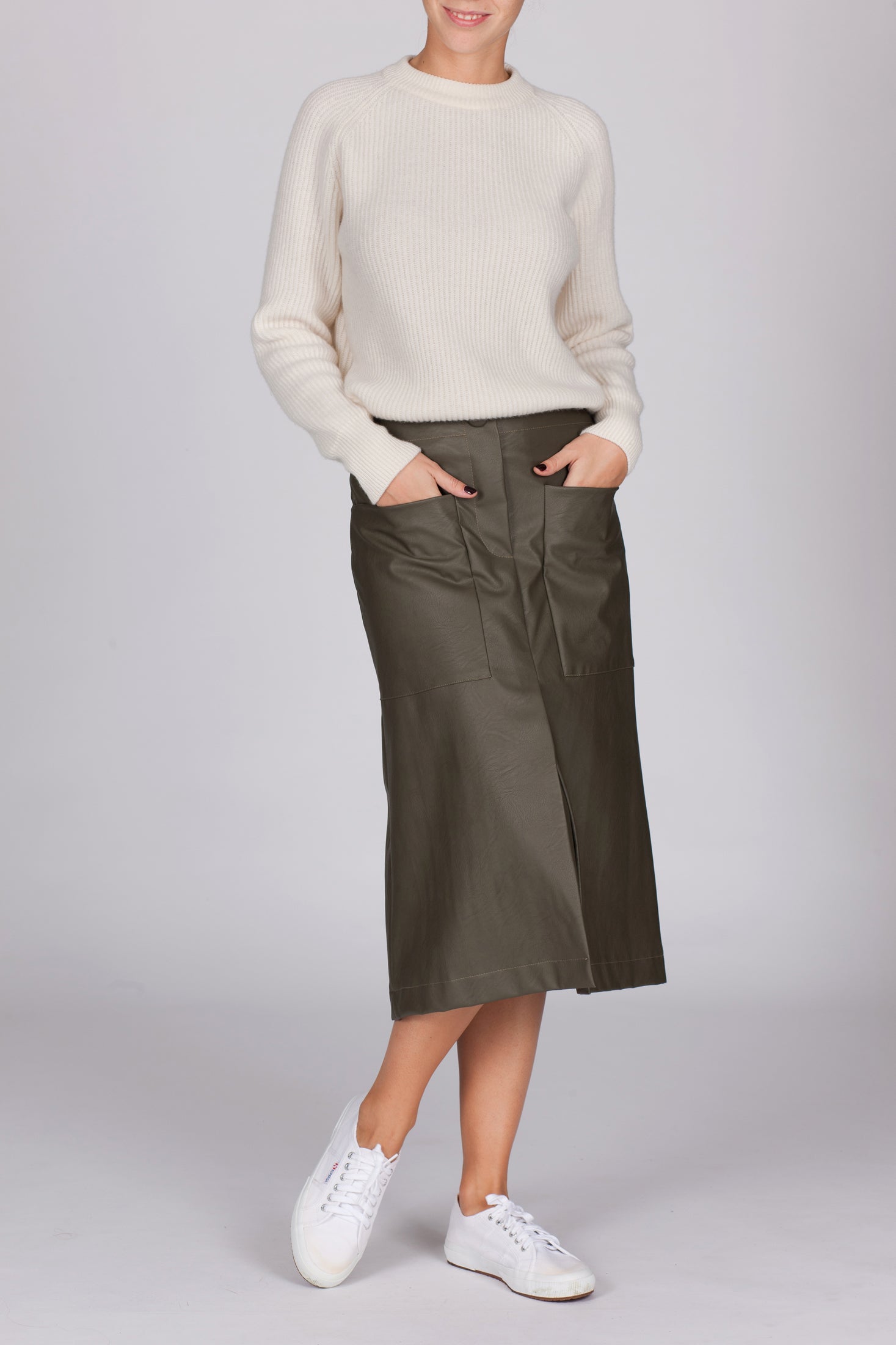 The Sara Eco-Leather - Midi Skirt