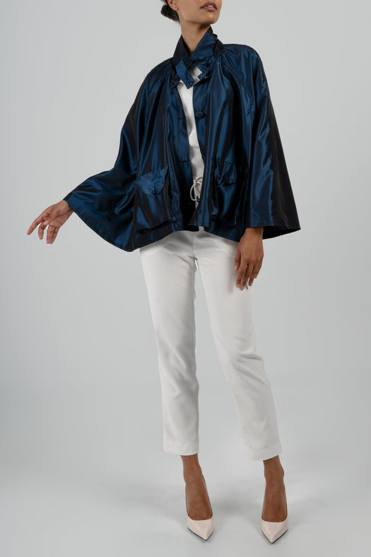 Audrey Waterproof Cape — blue — Marta Scarampi