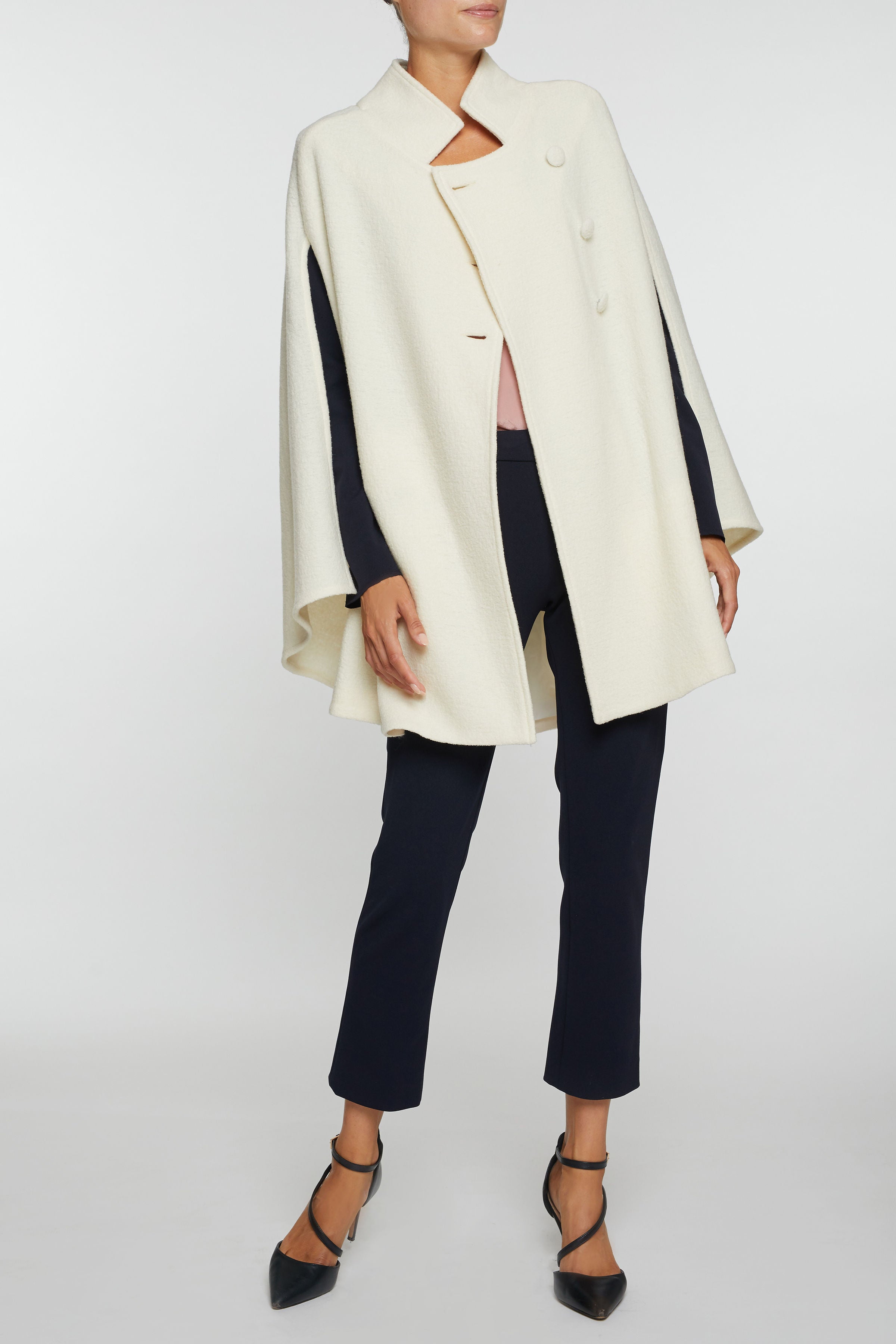 Rachel Wool Cape — Cream | Marta Scarampi Made in Italy