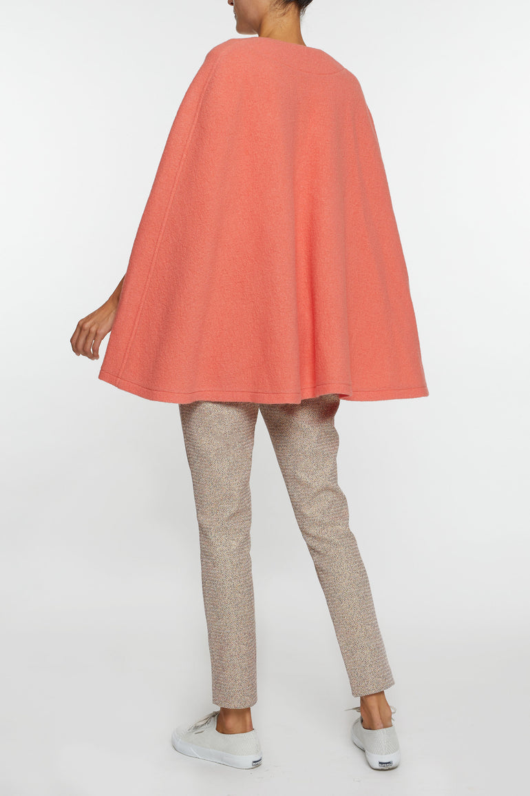 Giulia Wool Cape — coral — Marta Scarampi