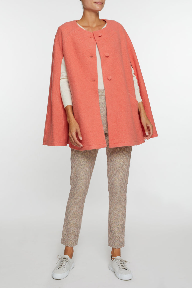 Giulia Wool Cape — coral — Marta Scarampi