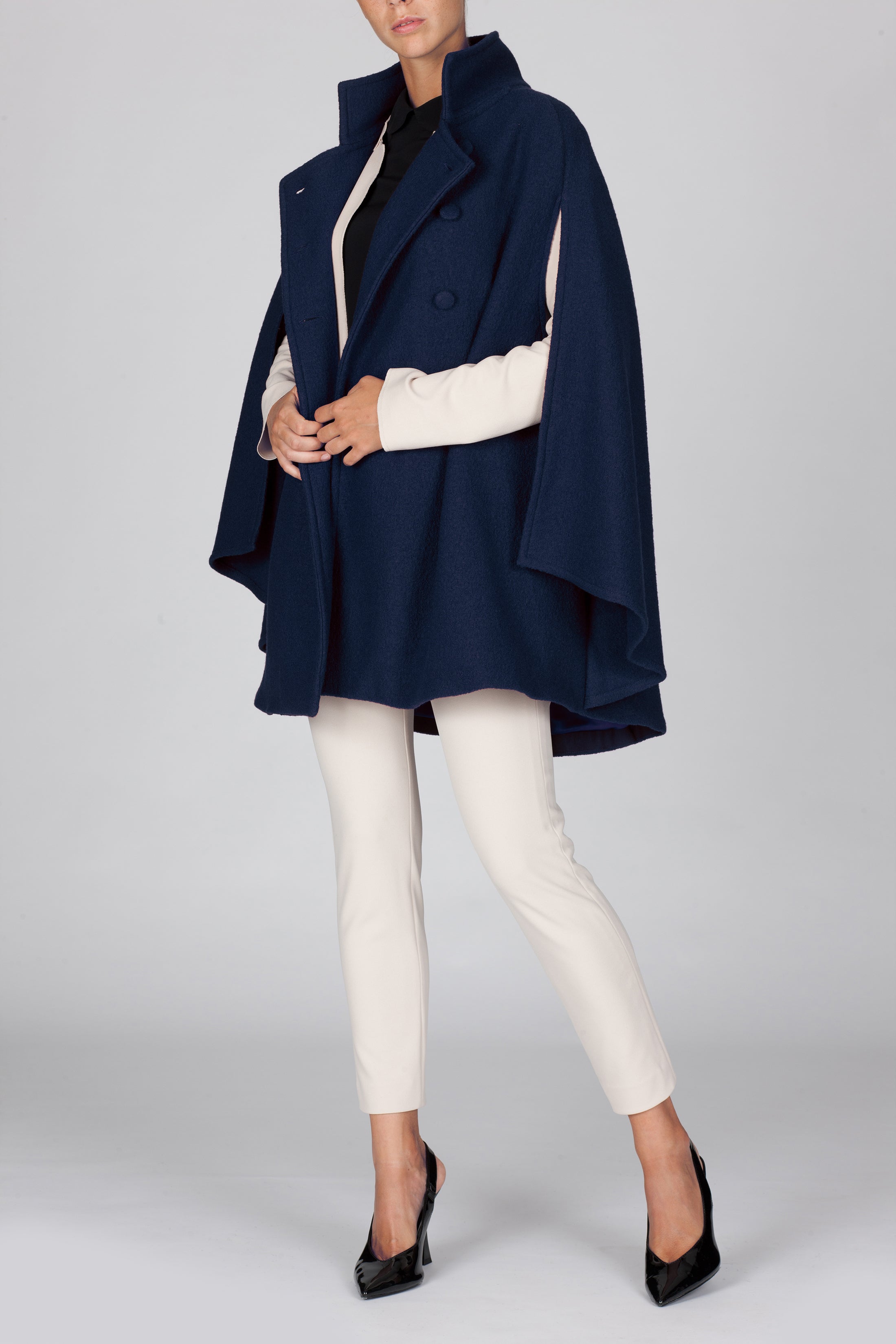 cccmalie シーマリー　パフスリーブ　長袖　Navy The Cozy Shaker Turtleneck